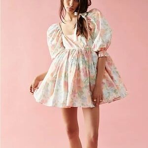 Selkie Cottage Puff Dress in “Grapefruit Floral” size S brand new with tag